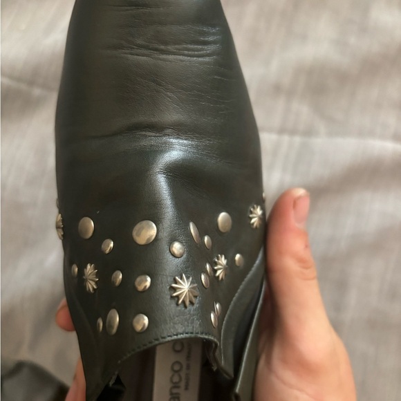 Franco Celin Pointed Toe Vero Cuoio Womens Heels Green Studded Point ToeSize 6 - Picture 10 of 12